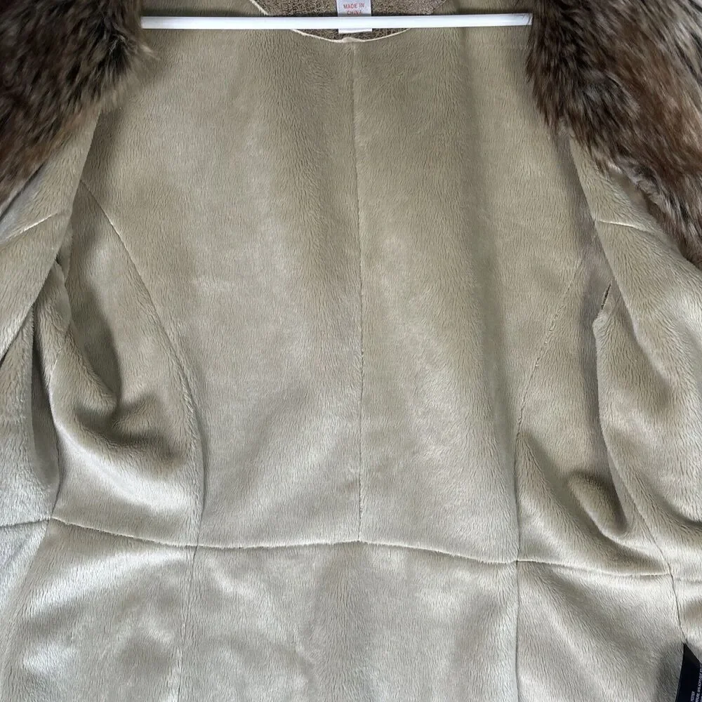 Bernardo‎ Collection Faux Fur Trimmed Women’s Jacket Size Large Fur Lined 70s
